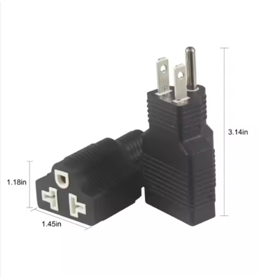 NEMA 5-15P до 5-15R Адпрессор прямоугольного ввода 15A 125V