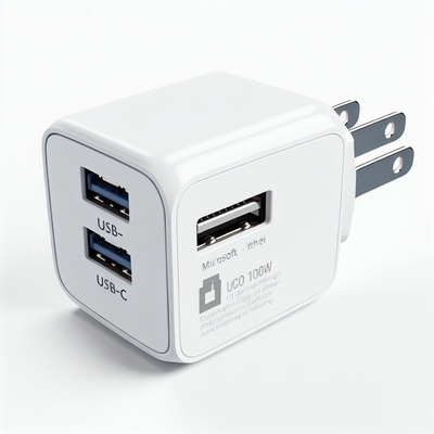 100W GaN Зарядное устройство для розетки с двумя USB-C и USB-A, вилка США