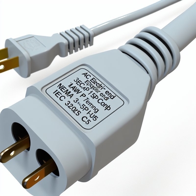 NEMA 5-15P к IEC C5 Кабель питания 14AWG 250V 16A Черный