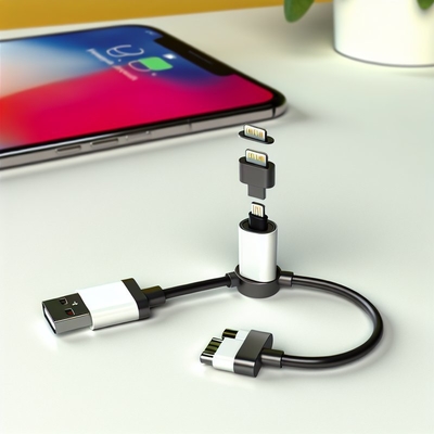 Магнитный USB-кабель 3 в 1 с нейлоновой петлей микро типа C 8 пин