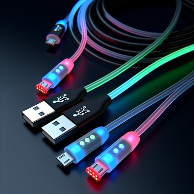 Кабель для зарядки USB типа C с цветной подсветкой
