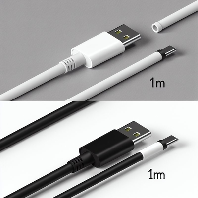 Кабель быстрой зарядки USB от типа А до типа С 1 м Черный Белый