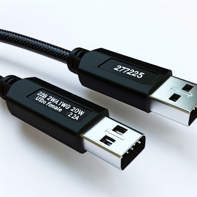 Кабель передачи данных USB 2.0 28AWG 1PR 20AWG 2C от штекера к розетке 2A