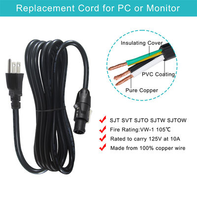 NEMA 5-15P к PowerCON TRUE1 Кабель питания 15A 125V для аудио освещения