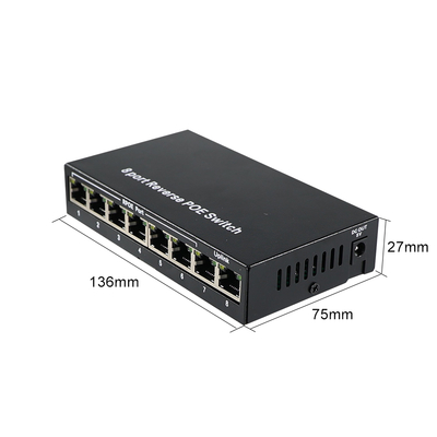 8-портовый коммутатор обратного PoE с выходом 12 В постоянного тока для IP-камер