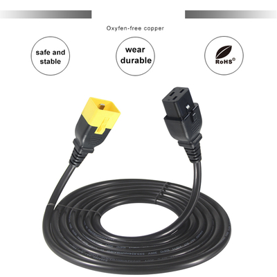 IEC C20 до C19 Кабель питания 14 AWG 250V 16A Черный ПВХ