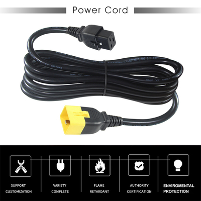 IEC C20 до C19 Кабель питания 14 AWG 250V 16A Черный ПВХ