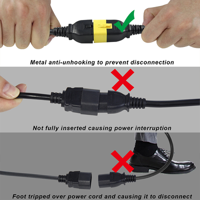 IEC C20 до C19 Кабель питания 14 AWG 250V 16A Черный ПВХ