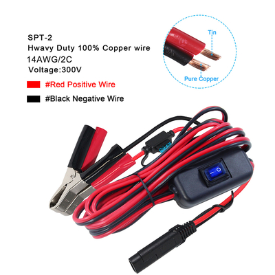 Кабель SAE к клипу Alligator с предохранителем и переключателем 12V 24V DC