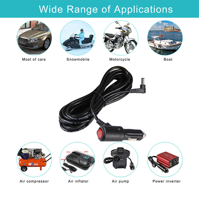 12V Car Cigarette Lighter Plug with on Off Switch 90 Degree Angled DC Power Cord Cable for Automotive Inverter Air Pump Cooler
