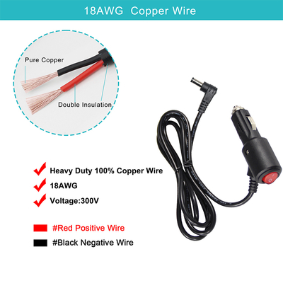 12V Car Cigarette Lighter Plug with on Off Switch 90 Degree Angled DC Power Cord Cable for Automotive Inverter Air Pump Cooler
