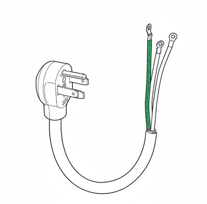 6AWG 125/250V 50A 3-Pole NEMA 14-50 Plug to 10 Ring Lug 2m Power Cable Lead for Cooktop, Range and RV Shore Supply