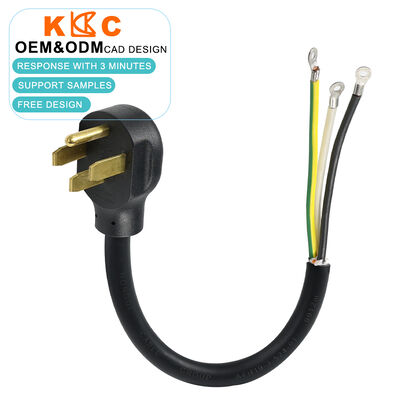 3 ядра 6AWG 50A 125/250V NEMA 14-50P к кольцевым терминалам 0,5 м короткий хвостовой кабель с формованной розеткой и усиленным облегчением напряжения